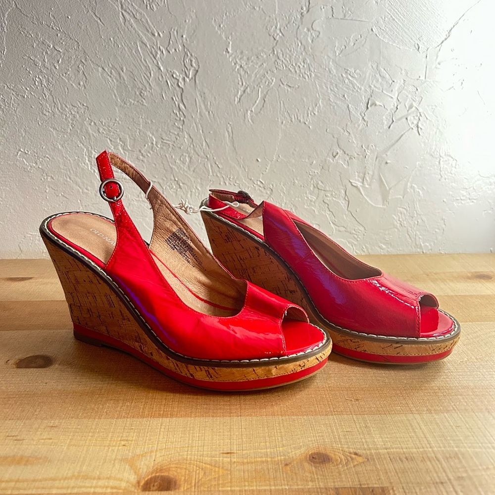 Red Wedge Sandals